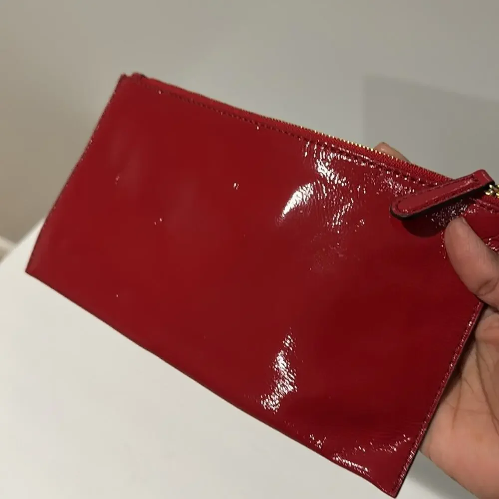 Michael Kors Patent Leather Clutch Candy Apple Red Valentine Love Celebration